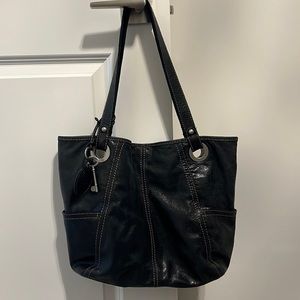 Fossil black leather  hobo bag